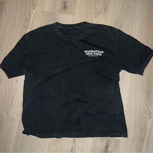 ZARA Gray Wash Graphic Tee L – Manhattan New York Hotel Print, SST  100% Cotton